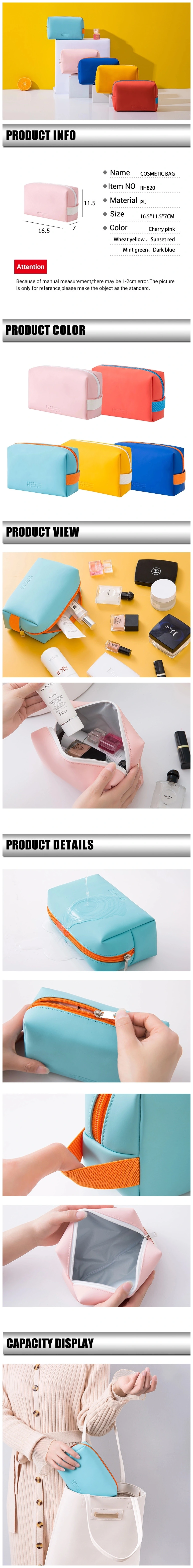 Mini Brush PU Leather Toilet Girls Portable Cosmetic Makeup Bag